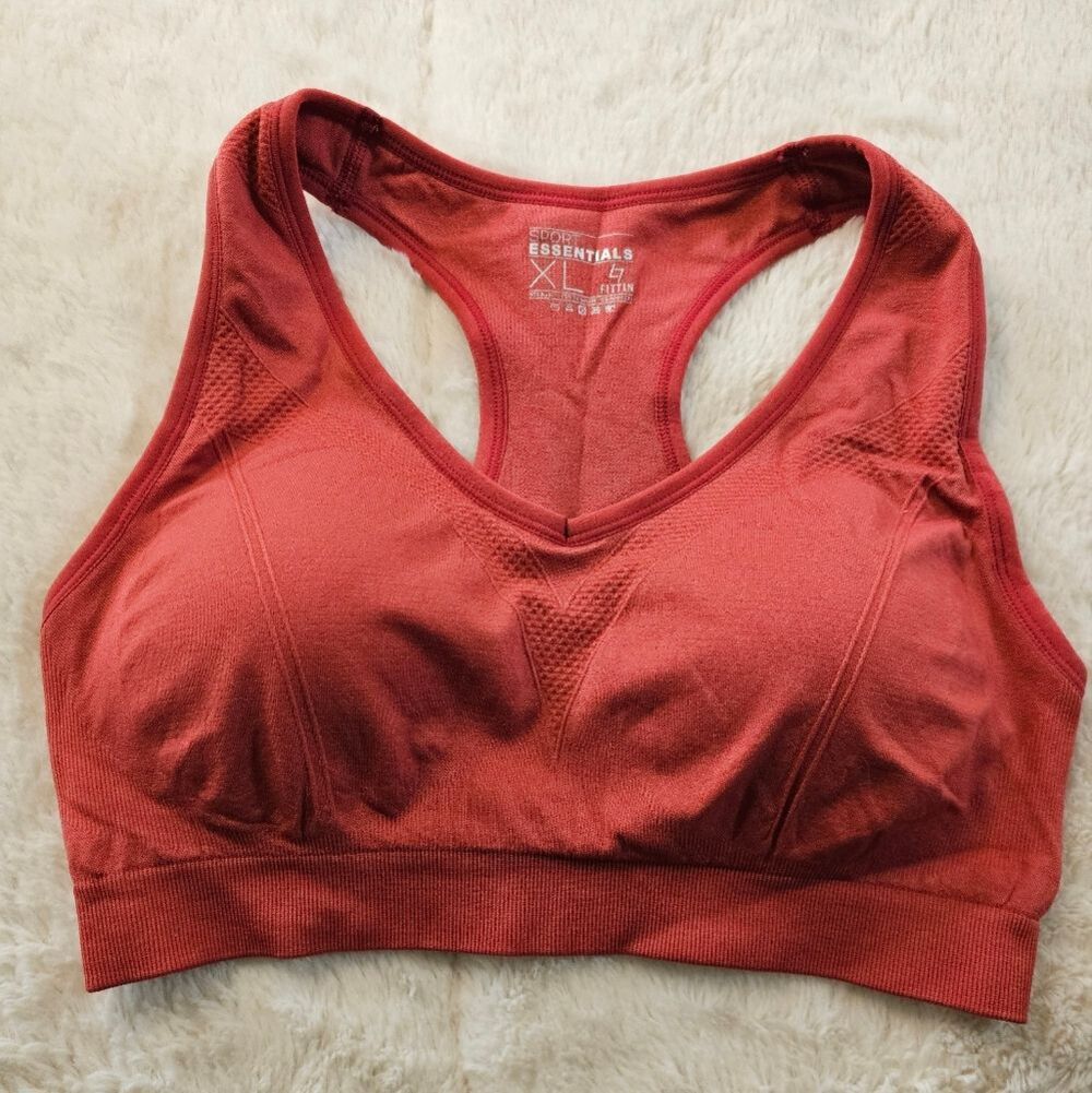 Sport Essentials Women's Activewear Sports Bra Size XL Solid Coral Racerback